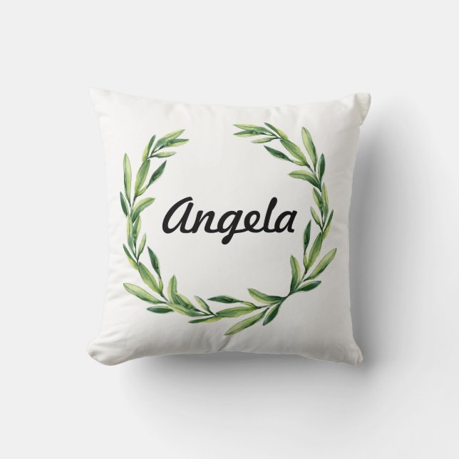 Floral Gold Monogram Initiaal - Aangepast kussen (Voorkant)