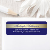 Floral Gold Navy en witte strepen bruiloft Etiket (Insitu)