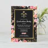 Floral Gold Nursing School Afstuderen Kaart (Staand voorkant)