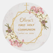 Floral Gold Orchids Marble Ronde Sticker (Voorkant)