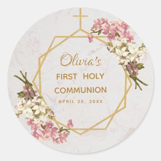 Floral Gold Orchids Marble Ronde Sticker (Voorkant)