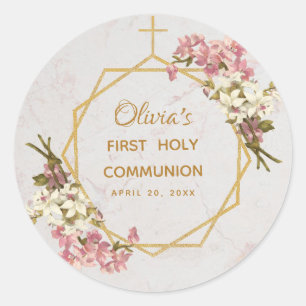 Floral Gold Orchids Marble Ronde Sticker