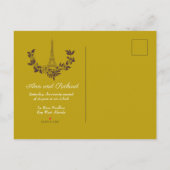 Floral Gold Parisian Wedding Design Aankondigingskaart (Achterkant)