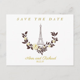 Floral Gold Parisian Wedding Design Aankondigingskaart