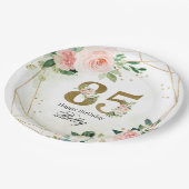 Floral & Gold Personalized 85th Custom Papieren Bordje (Gekanteld)