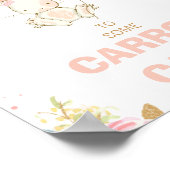 Floral Gold Pink Bunny Pink Ballon 1e verjaardag Poster (Hoek)