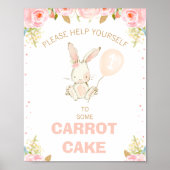 Floral Gold Pink Bunny Pink Ballon 1e verjaardag Poster (Voorkant)