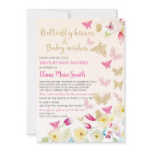 Floral Gold Pink Butterflies drive by Baby shower