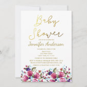 Floral Gold Pink Rose Waterverf Baby shower Kaart (Voorkant)