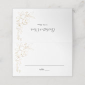 Floral Gold Place-kaart met gouden rand Plaatskaartje (Buitenkant ongevouwen)