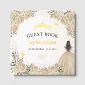 Floral Gold Princess Butterfly Tiara Quinceanera Gastenboek (Voorkant)