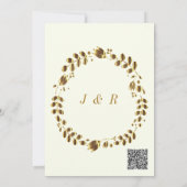 Floral Gold QR Code Huwelijksuitnodiging Sjabloon (Achterkant)