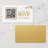 Floral Gold QR-code RSVP-website Kaart (Voorkant / Achterkant)