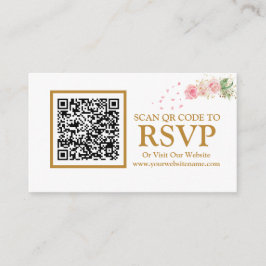Floral Gold QR-code RSVP-website Kaart