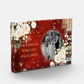 Floral Gold Red Cream Names Weddenschap Photo Bloc Fotoblokken (Links)