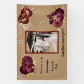 Floral Gold Red Quinceañera Masquerade & Foto Spandoek (Verticaal)