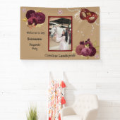 Floral Gold Red Quinceañera Masquerade & Foto Spandoek (Insitu)