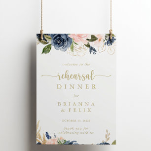Floral Gold repetial Dinner Welcome Sign Poster