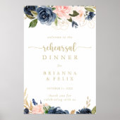 Floral Gold repetial Dinner Welcome Sign Poster (Voorkant)