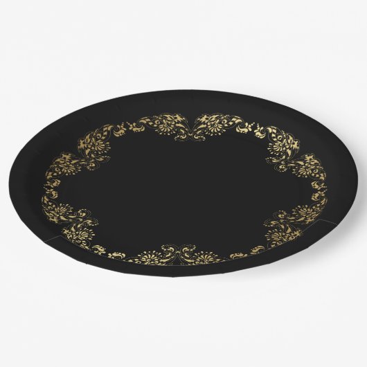 Floral Gold Ronde Boarder Ingelijste Papier Bord (Gekanteld)