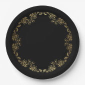 Floral Gold Ronde Boarder Ingelijste Papier Bord (Voorkant)