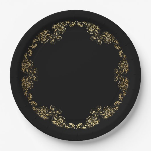 Floral Gold Ronde Boarder Ingelijste Papier Bord (Voorkant)