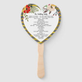 Floral Gold Roze Mint Hart Vorm Programma Handwaaier (Achterkant)