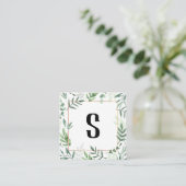 Floral Gold Rustic Greenery Vierkante Visitekaartje (Staand voorkant)