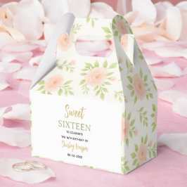 Floral Gold Script Sweet Sixteen Birthday  Bedankdoosjes