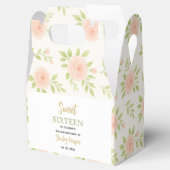 Floral Gold Script Sweet Sixteen Birthday Bedankdoosjes (Geopend)