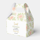 Floral Gold Script Sweet Sixteen Birthday Bedankdoosjes (Voorkant Zijde)