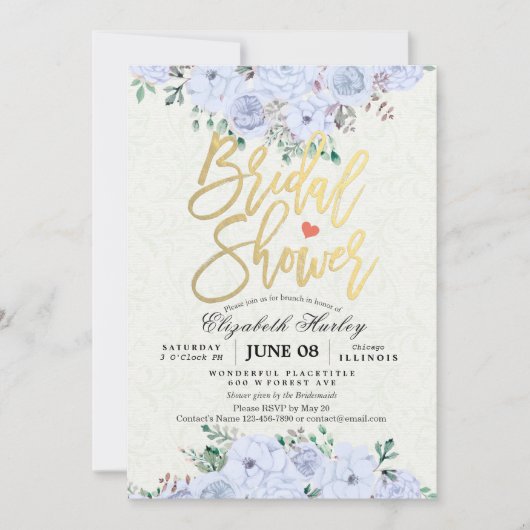 Floral Gold Script vrijgezellenfeest Chic Waterver Kaart (Voorkant)