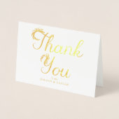 Floral Gold Script Wedding Dank u Foto Folie Kaarten (Voorkant)