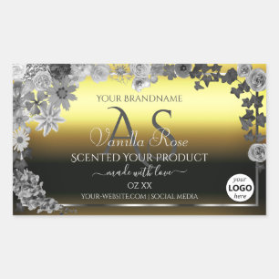 Floral Gold Silver Product Labels Monogram Logo