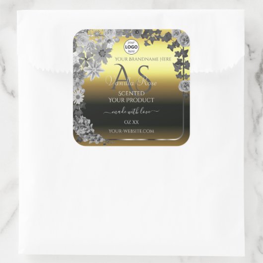 Floral Gold Silver Product Labels Monogram Logo (Tas)