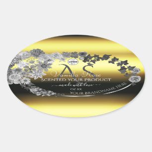 Floral Gold Silver Product Labels Monogram Logo