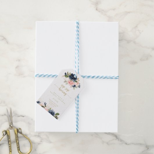 Floral Gold Sip Hooray Vrijgezellenfeest Cadeaulabel (Met Touw)