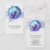 *~* Floral Gold Stars Crystal Gemstone Universe Visitekaartje (Voorkant / Achterkant)