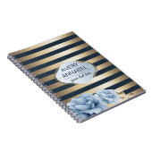 Floral Gold Stripe-ontwerp Notitieboek (Rechterzijde)