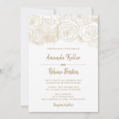 Floral Gold Strokes bruiloft uitnodiging (Voorkant)
