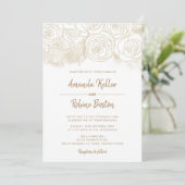 Floral Gold Strokes bruiloft uitnodiging (Staand voorkant)