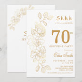 Floral Gold Surprise 70e verjaardag Kaart (Voorkant / Achterkant)