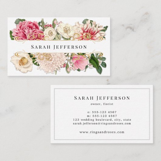 Floral Gold Swirl Professional, van witte kleur Visitekaartje (Voorkant / Achterkant)