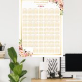 Floral Gold | Tables Wedding Seating Chart Poster (Thuiskantoor)
