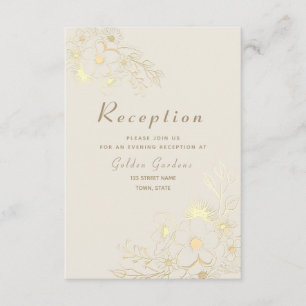  Floral Gold Trouwreceptie Informatiekaartje