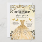 Floral Gold Tweetalige Spaanse Quinceanera Kaart (Voorkant)