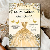 Floral Gold Tweetalige Spaanse Quinceanera Kaart