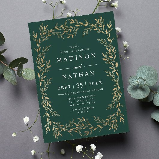 Floral Gold Victoriaans huwelijksuitnodiging Kaart