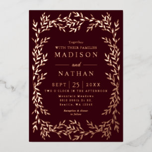 Floral Gold Victoriaans Wedding Folie Uitnodiging