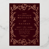 Floral Gold Victoriaans Wedding Folie Uitnodiging (Voorkant)